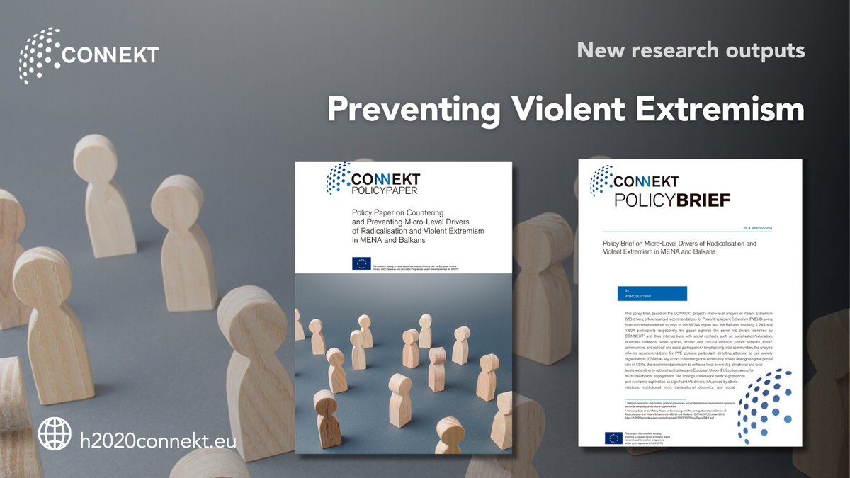 CONNEKT Project (@connekth2020) on Twitter photo The latest <a href="/ConnektH2020/">CONNEKT Project</a>' #PolicyPaper recommends specific #PVE policies and measures to tackle micro-level drivers of Radicalisation and Violent Extremism.
For a glimpse, see also the #PolicyBrief.
🌐h2020connekt.eu/publications/ The latest <a href="/ConnektH2020/">CONNEKT Project</a>' #PolicyPaper recommends specific #PVE policies and measures to tackle micro-level drivers of Radicalisation and Violent Extremism.
For a glimpse, see also the #PolicyBrief.
🌐h2020connekt.eu/publications/