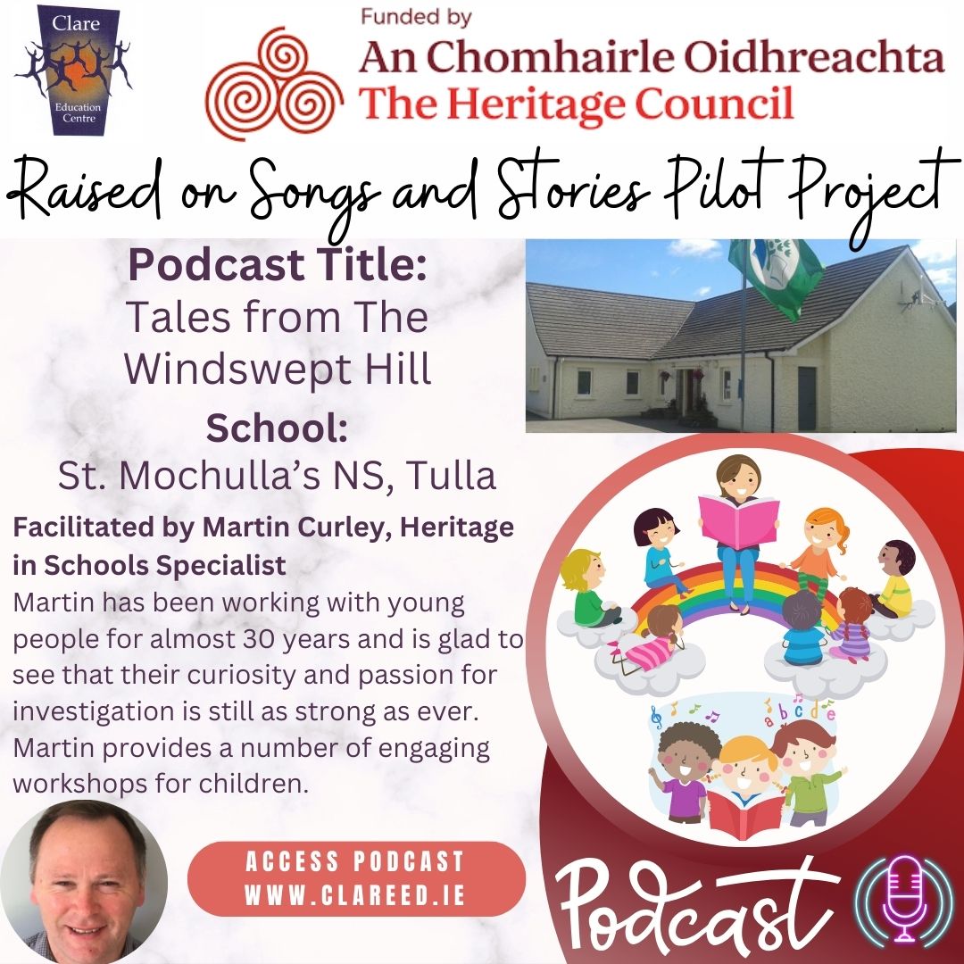 Uncover the magic of our cultural heritage through Raised on Songs & Stories Project, supported by #HeritageCouncil. Thanks to John Lillis for his hugely creative input.

🎙️Tales from The Windswept Hill
🏫St. Mochulla’s NS, Tulla
👂 drive.google.com/file/d/1Yo98DS…

@HeritageHubIRE