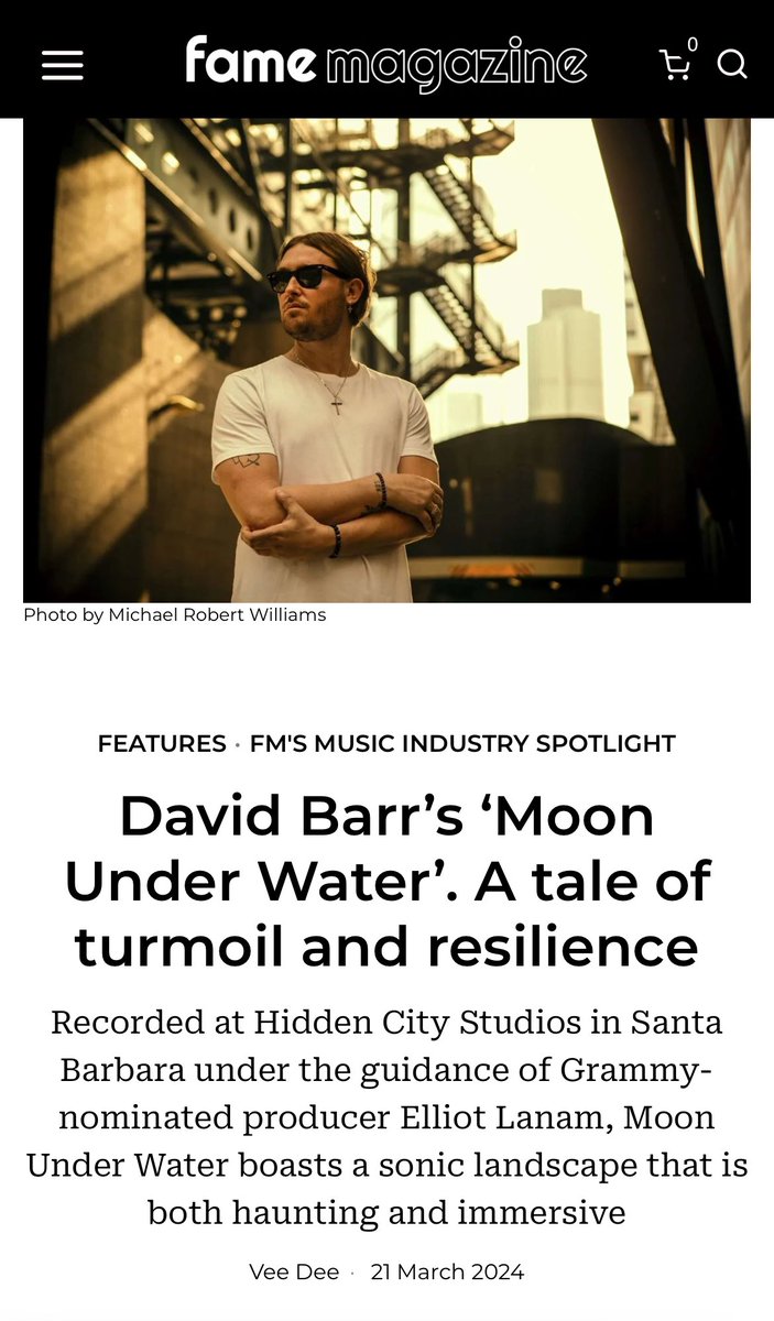 David Barr (@davidbarrmusic) on Twitter photo Much love to Vee Dee over at <a href="/famemagazine/">Fame Magazine</a> for the brilliant write up of my new track Moon Under Water…
famemagazine.co.uk/david-barr-moo… Much love to Vee Dee over at <a href="/famemagazine/">Fame Magazine</a> for the brilliant write up of my new track Moon Under Water…
famemagazine.co.uk/david-barr-moo…