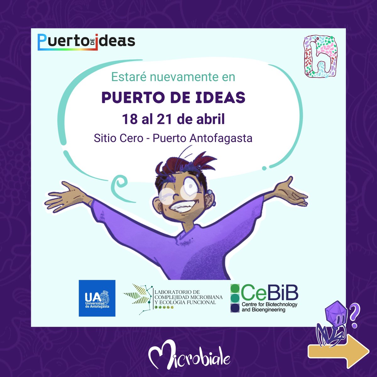 Ale Garin-Fernandez, PhD (@microbiale) on Twitter photo 🔹 Nuevamente nos podremos ver en el festival <a href="/puertodeideas/">Puerto de Ideas</a> en Antofagasta! ✨
Revisa este 🧵 por más info💜
Programa completo: festivales.puertodeideas.cl/wp-content/upl… 🔹 Nuevamente nos podremos ver en el festival <a href="/puertodeideas/">Puerto de Ideas</a> en Antofagasta! ✨
Revisa este 🧵 por más info💜
Programa completo: festivales.puertodeideas.cl/wp-content/upl…