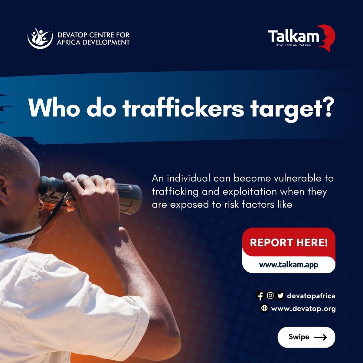 talkamm's tweet image. Ever wondered who traffickers target? Vulnerability can arise from various risk factors like unemployment, unstable living conditions, violence, poverty, and lack of education.
It is our duty to raise awareness and work together to protect each other.
#EndHumanTrafficking #Talkam