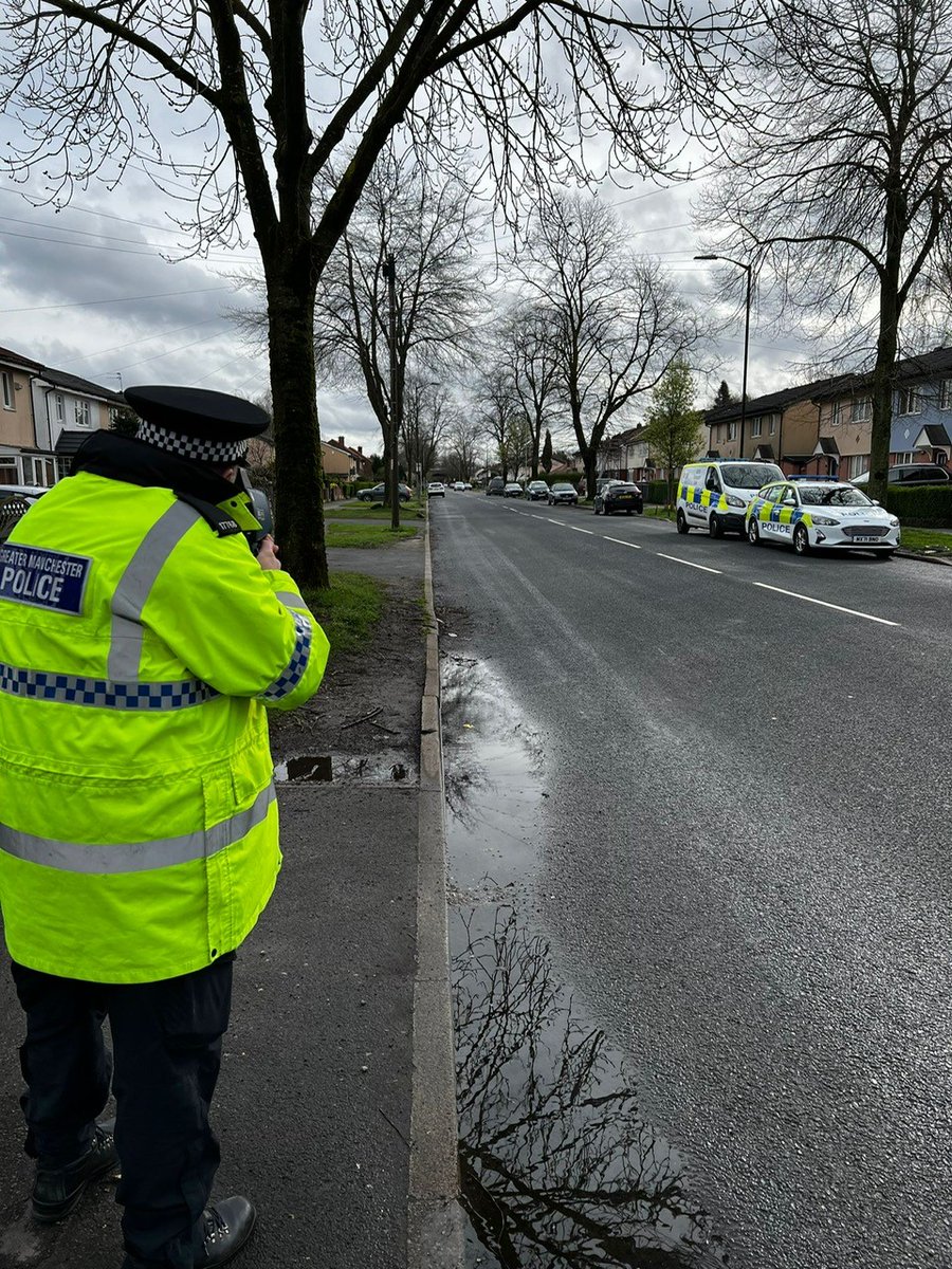 Officers from #GMPTransportUnit are out today conducting speed enforcement on residential roads. During school holidays it is more important than ever that we are using our roads safely. first stop; Winchester Road near Davyhulme Park - where shall we go next? Let us know!