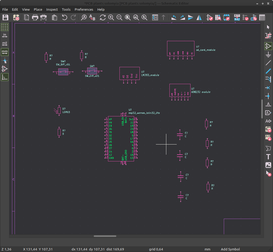 Chihauccilconte's tweet photo. In my experience, bad-looking interfaces are one of the reasons why it is hard to convince new users to use #FLOSS. So, I tried this lovely "Dracula" theme for #Kicad #eschema. #eda #circuits #opensource #opensourcecad #electronics #design #uidesign #tangibleinterface #dracula https://t.co/XRh13FK2Pe