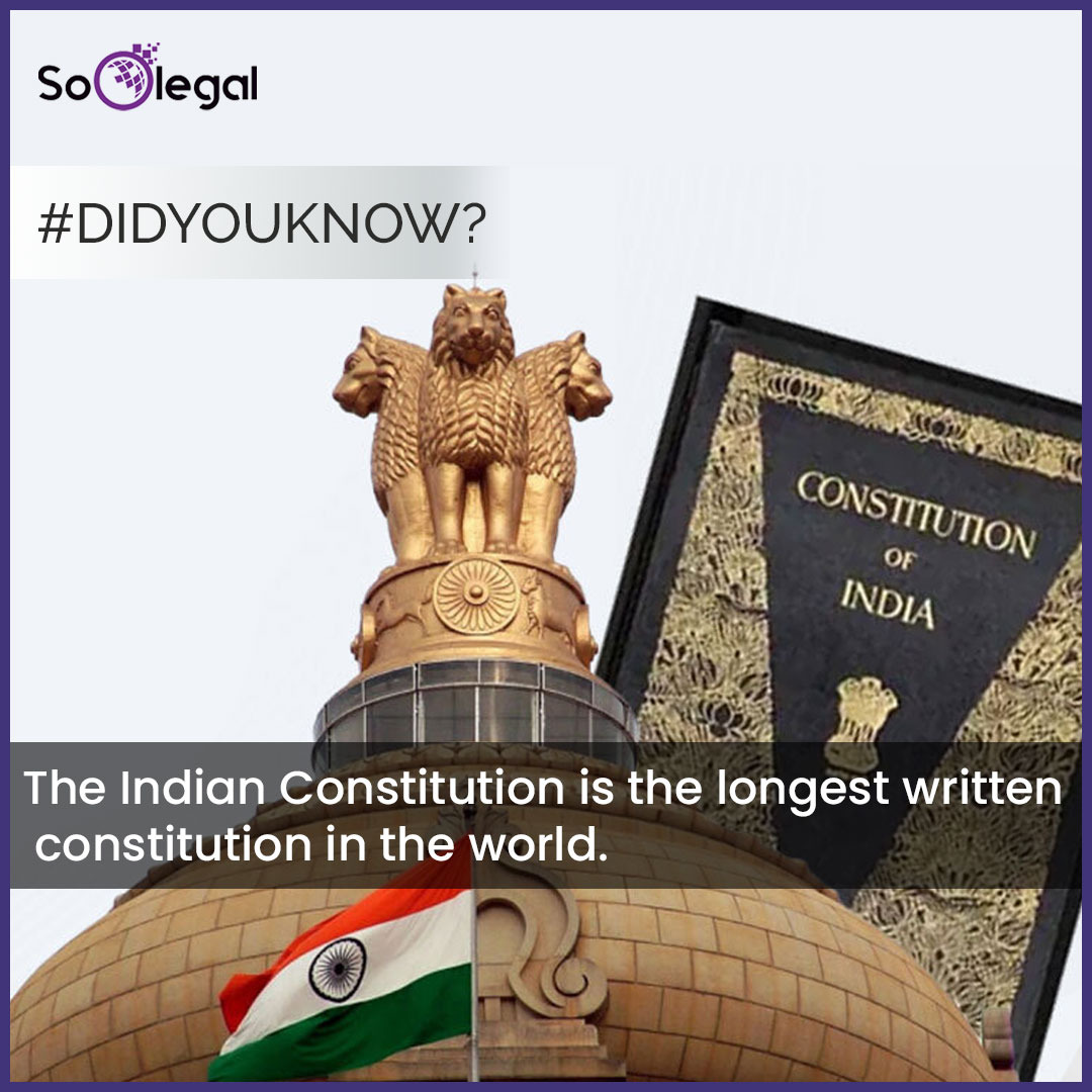 Soo_Legal's tweet photo. The Constitution of India is the longest written constitution of any sovereign country in the world, containing 444 articles in 22 parts, 12 schedules and 118 amendments, with 146,385 words in its English-language version.

#ConstitutionofIndia #LongestConstitution #sovereign https://t.co/zHCWGjDxRA
