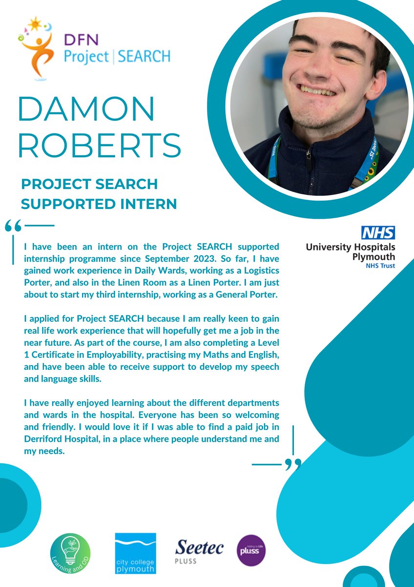 Today we are celebrating National Supported Internship Day here @UHP_NHS 🎉 Meet Damon 👇 an existing project search intern who is proud to share his supported internship journey with you.