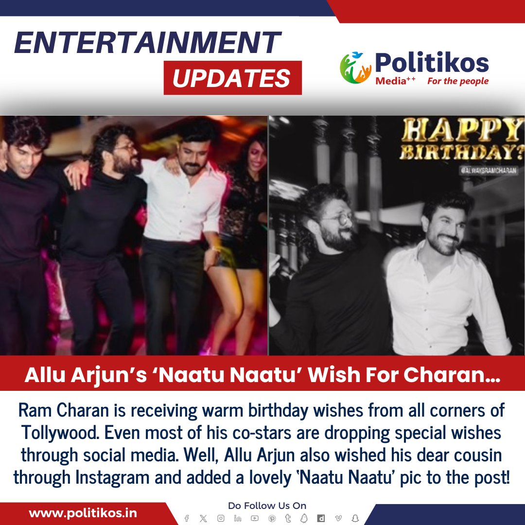 Allu Arjun’s ‘Naatu Naatu’ Wish For Charan…
#politikos
#politikosentertainment
#AlluArjun
#RamCharan
#NaatuNaatu
#FriendshipGoals
#BestFriends
#Tollywood
#CelebrityWishes
#Brotherhood
#BestWishes
#Friendship
#TollywoodStars
#Actors
#FriendshipBond