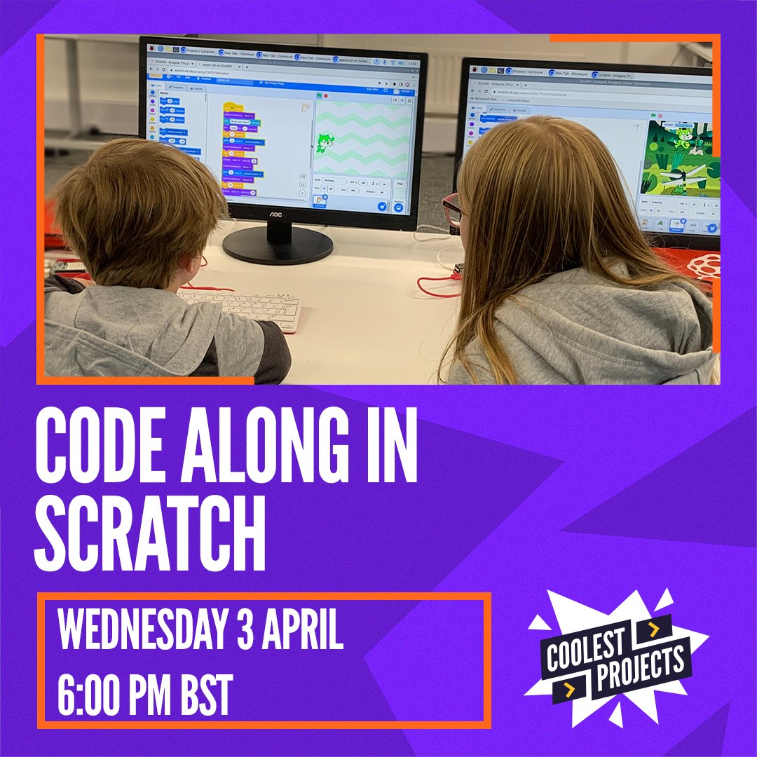 There's only one week to go until the next @CoolestProjects call 💥 Join us on Wednesday, 3 April at 6pm BST (GMT+1) for a #Scratch codealong for mentors and young people! Register here ➡️ form.raspberrypi.org/f/coolest-proj…