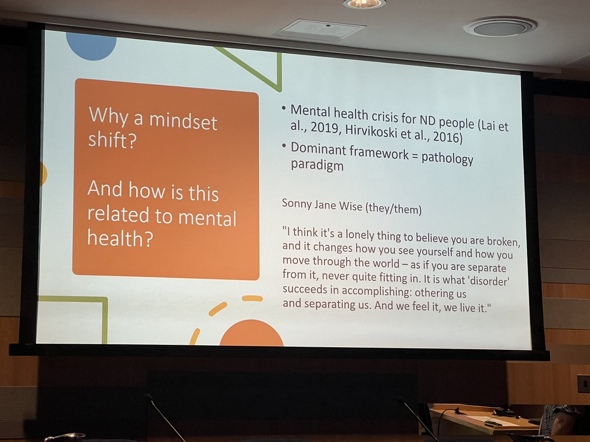 Starting with Dr Anita Marsden and Dr Georgina Davis on neuroaffirmative practice: “The pathology paradigm is outdated and this may well contribute to a lot of mental ill-health in our neurodivergent CYP” @PaedMHAssoc @rcpchtweets #RCPCH24