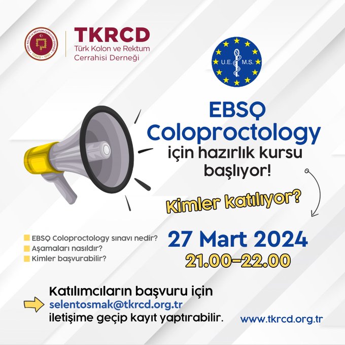 TKRCD (@tkrcd_) on Twitter photo 📢📢 European Board Of Surgical Qualification (EBSQ)- Coloproctology hazırlık kursumuz bugün başlıyor!!
🎯Bu akşam 21:00' da görüşmek üzere!
<a href="/EBSQcolo/">EBSQ Coloproctology</a> <a href="/escp_tweets/">European Society of Coloproctology</a> 📢📢 European Board Of Surgical Qualification (EBSQ)- Coloproctology hazırlık kursumuz bugün başlıyor!!
🎯Bu akşam 21:00' da görüşmek üzere!
<a href="/EBSQcolo/">EBSQ Coloproctology</a> <a href="/escp_tweets/">European Society of Coloproctology</a>