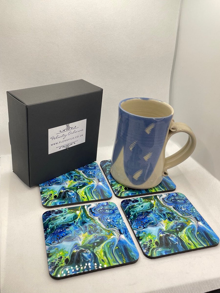 New!!! These gorgeous coasters have been added to my range. Cork backed and wipeable glossy finish featuring my original abstract artwork. Great gift to give a little luxury! Available to buy here: flowbyflo.etsy.com/listing/170379… #smallgift #Queenof #coasterset #giftforthehome #smallgift