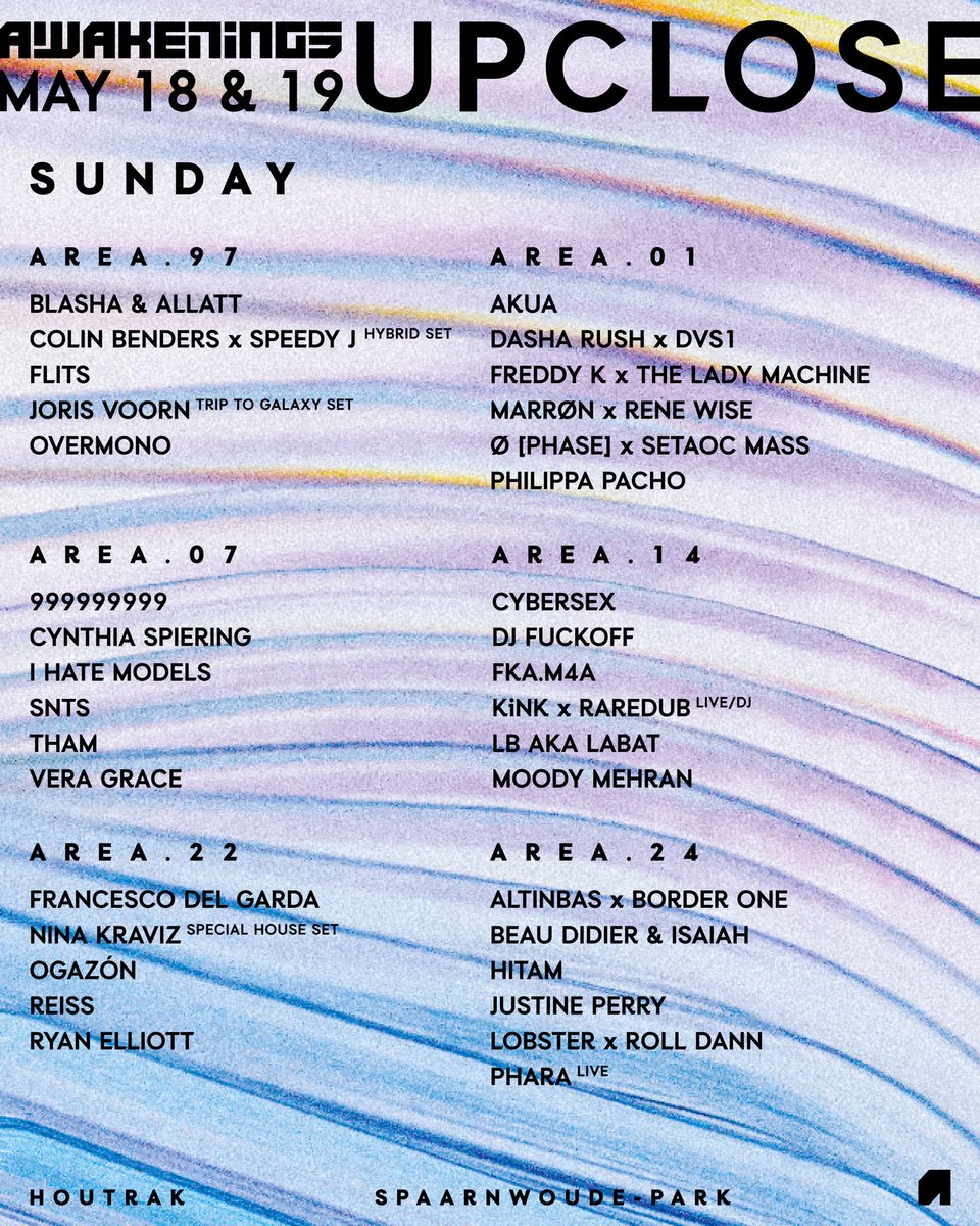 The moment has arrived. The reinvention of the Holy Ground is coming together. Six brand new, intimate stages are waiting for you to explore, hosted by over 80 artists, featuring unparalleled B2B sessions and immersive sets.

Tickets: awak.enin.gs/4bdLf5p