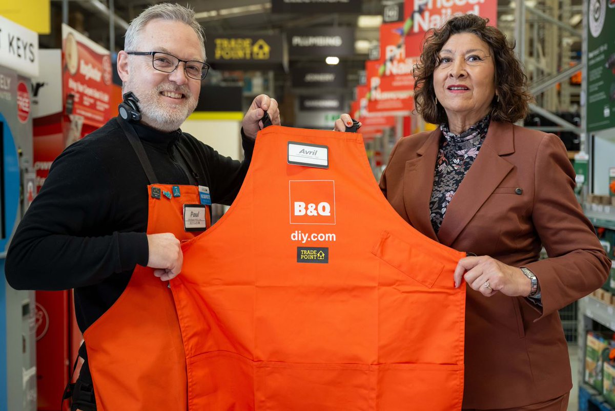 After first opening its doors in 1969, @BandQ is celebrating its 55th anniversary 🎉 B&Q’s first ever employee, Avril de Klerk, joined Paul Haylock and his team at the Taunton store to celebrate this special milestone. Congratulations to all of our B&Q colleagues! 🧡