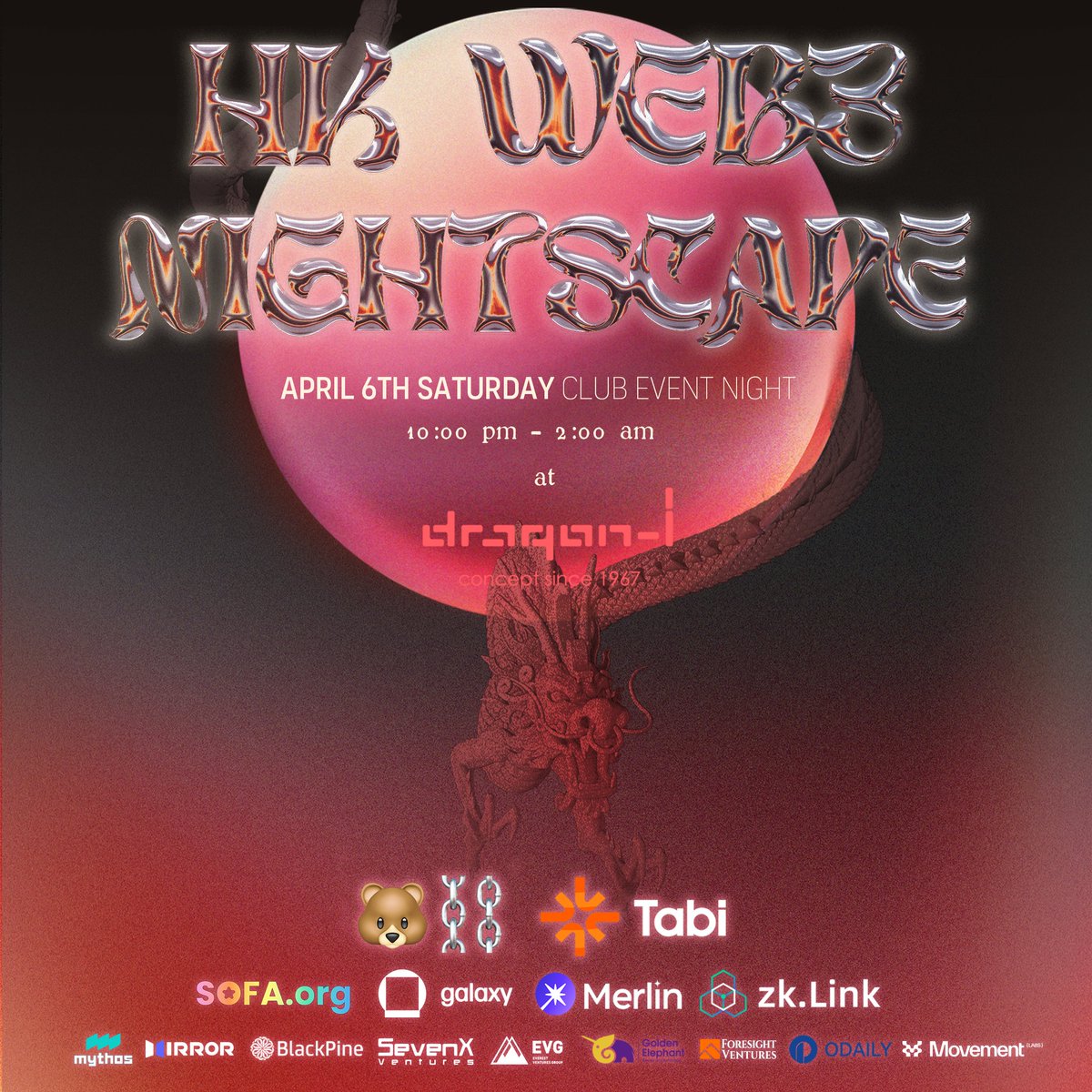HK WEB3 NIGHTSCAPE 🪩 BM Ooga Booga gang! 🐻🤘🏻@Tabichain is thrilled to host an incredible clubbing event with @berachain during Hong Kong Blockchain week on April 6th evening 🌆✨ Sign up here: lu.ma/izd6xw99 We have the leading VC frens from @GalaxyDigital,…