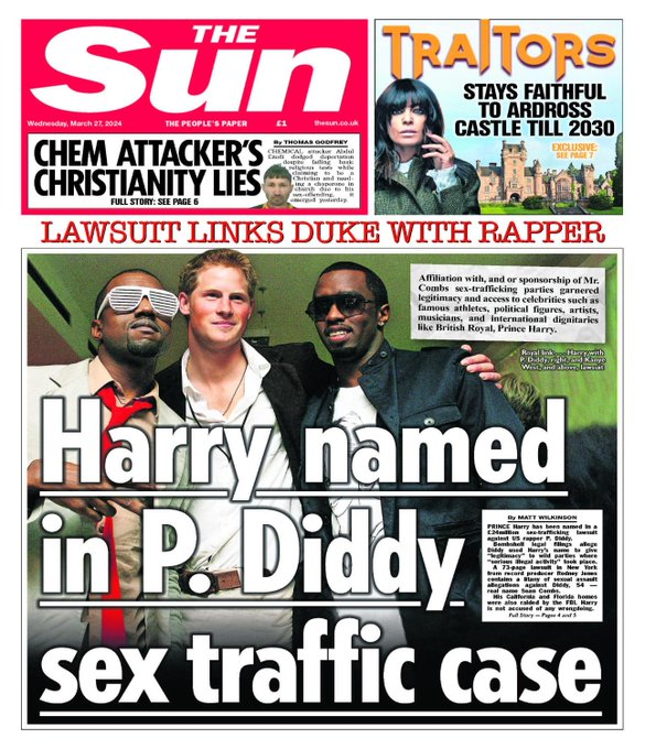 UnityNewsNet's tweet photo. There really is no other way to describe The Sun but as THE SCUM!

Editing William out of this photo to blame Harry to clearly deflect from Kensington Palace LIES!