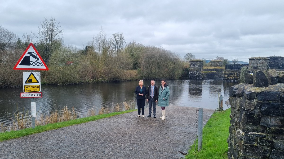 FM Michelle O'Neill, DFM Emma Little-Pengelly and Daera minister Andrew Muir in Toome ahead of a meeting with the Lough Neagh Partnership. Are the safety signs an omen for challenges ahead?