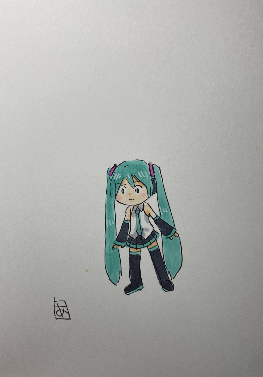 初音ミク 「最近は細ペンばかり 」|あらがいのイラスト