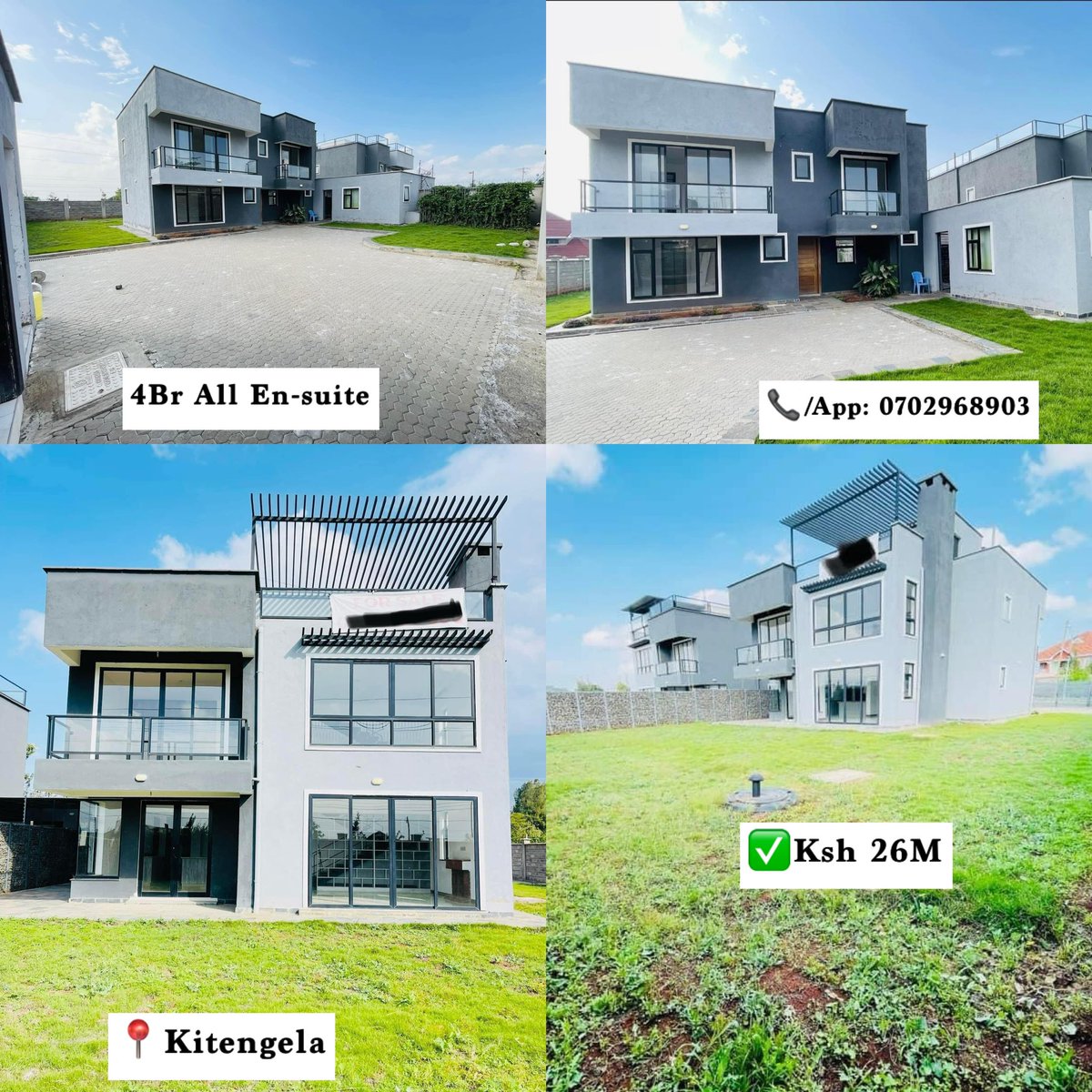 __MaryDiana's tweet image. ✅Ksh. 26M
4 Bedroom All Ensuite Maisonette Plus Dsq and a Family Room in a Gated Estate.
👉Plot Size; 100 by 100
📍Kitengela,300m off Tarmack
#ReadyForOccupancy #ReadyTitleDeed
For more details 📞/App; 0702968903