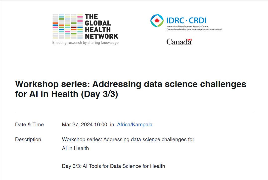 🚨Join us today at 4PM for an insightful webinar hosted by @info_TGHN on tackling Data Science Challenges in AI for Health. Ready to dive in? Secure your spot now: bit.ly/TGHN_Webinar #DataScience #AIforHealth #webinar