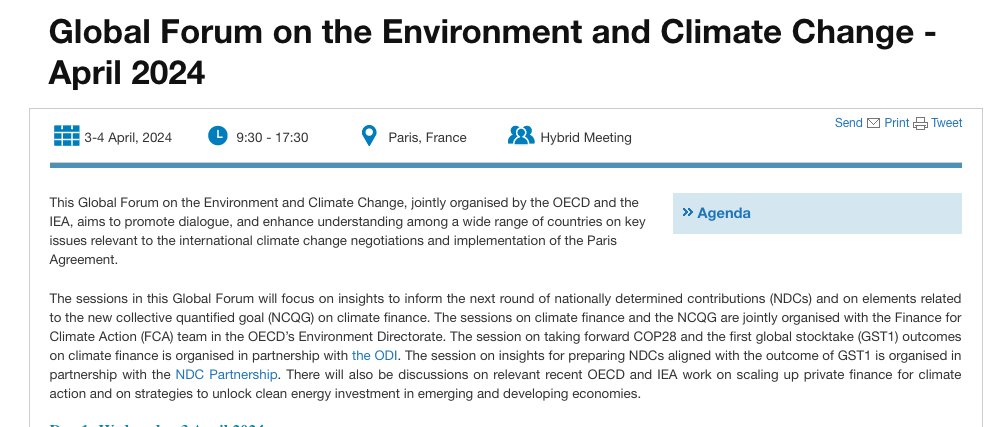 #CCXG Global Forum - On April 3, @MTorresGunfaus will participate in the session 'Insights from Paris-consistent global emissions pathways for enhanced #NDCs', of the Global Forum on the Environment and Climate Change organised by @OECD and the @IEA 👉oecd.org/environment/cc…