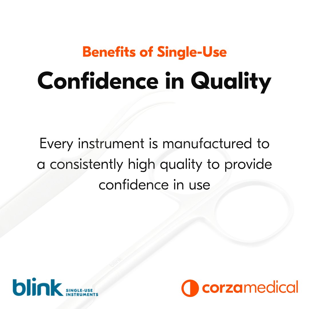 One of the main benefits of using Blink single use instruments is to have confidence in quality.
 
Every instrument is manufactured to a consistently high quality to provide confidence in use.
 
You can order Blink single use instruments online by visiting