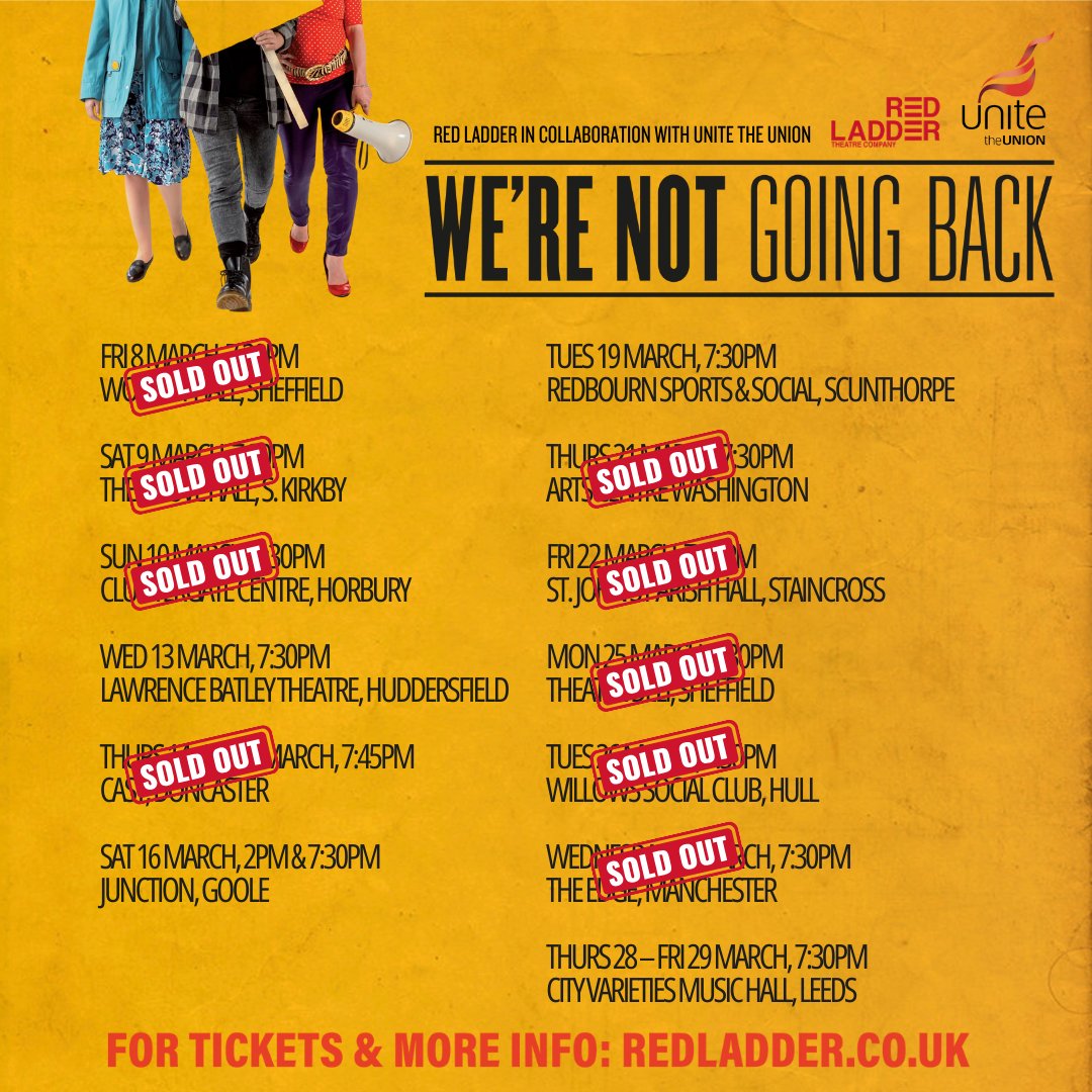 Red Ladder (@redladder) on Twitter photo 📢Right #Leeds, we're coming for you!
<a href="/CityVarieties/">City Varieties Music Hall</a> Thursday & Friday this week and we'd love just one more red sticker to add to the poster 😉 #WNGB2024
Last few tickets left! #LeedsAlwaysBringMore
🎟️redladder.co.uk/whatson/were-n… 📢Right #Leeds, we're coming for you!
<a href="/CityVarieties/">City Varieties Music Hall</a> Thursday & Friday this week and we'd love just one more red sticker to add to the poster 😉 #WNGB2024
Last few tickets left! #LeedsAlwaysBringMore
🎟️redladder.co.uk/whatson/were-n…