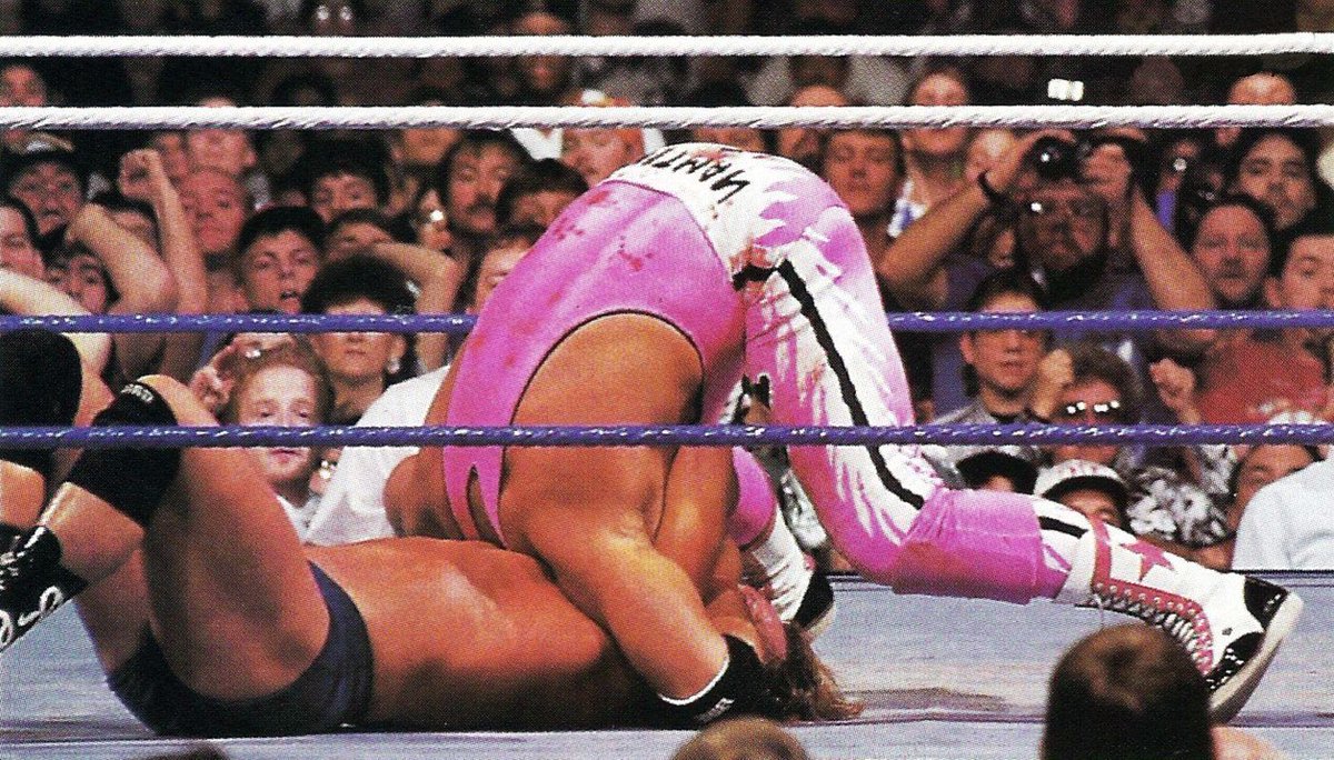 On this day in 1992: Bret 'Hitman' Hart defeated Rowdy Roddy Piper to reclaim the WWF Intercontinental title at WrestleMania VIII. #WWF #WWE #Wrestling #WrestleMania #RoddyPiper #BretHart