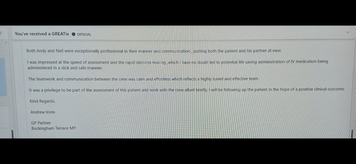 ParaAndy90's tweet photo. Well ain't that a nice email to get on a dreich Wednesday morning ๐ฅฒ
#greatix https://t.co/FzIzhXf10g
