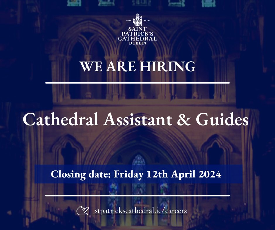 Join our vibrant team at Saint Patrick’s Cathedral!🌟 Seeking Cathedral Assistants & Guides for an unforgettable experience. With our Great Place to Work certification, you’ll find yourself at the heart of history, making every day exceptional! Apply here: stpatrickscathedral.ie/careers/