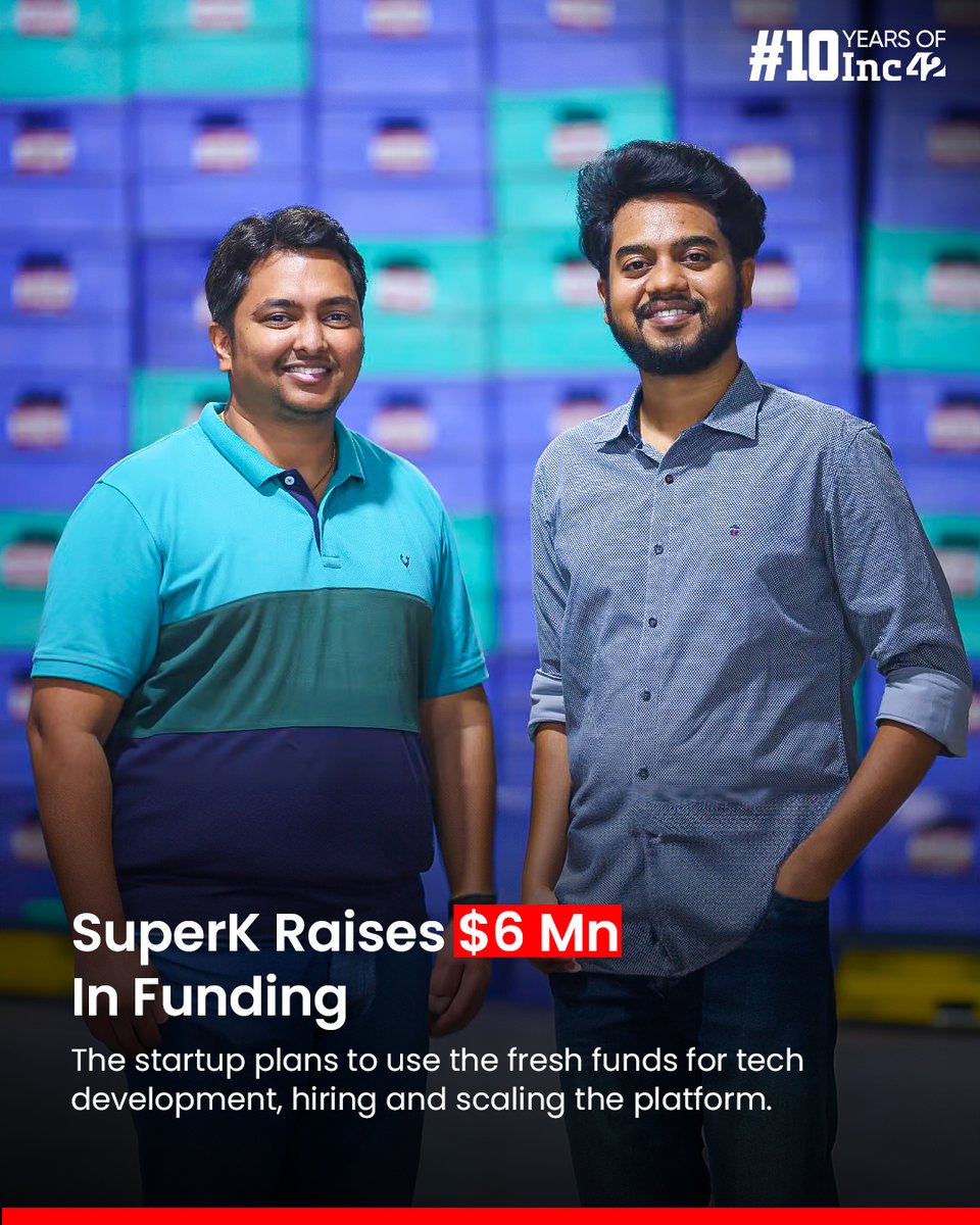 Inc42's tweet photo. SuperK , a tech-enabled franchised grocery retailer for small towns, has raised $6 Mn (around INR 50 Cr) in a Series A funding round 👇

The Kadapa-based startup plans to use the fresh funds for tech development, hiring and scaling the platform to connect digital native brands with SuperK customers.

According to the startup, its customers are moving from unorganised kirana stores to a branded, organised retail experience where a majority of customers go through a self-service store for the first time.

SuperK also aims to create a modern grocery experience for small-town customers at transparent and affordable prices. It has a full track of customer behaviour by collecting granular data at every purchase.

To read more in detail, click here: https://t.co/4CIEpR8qvV

#startups #fundraising #customers