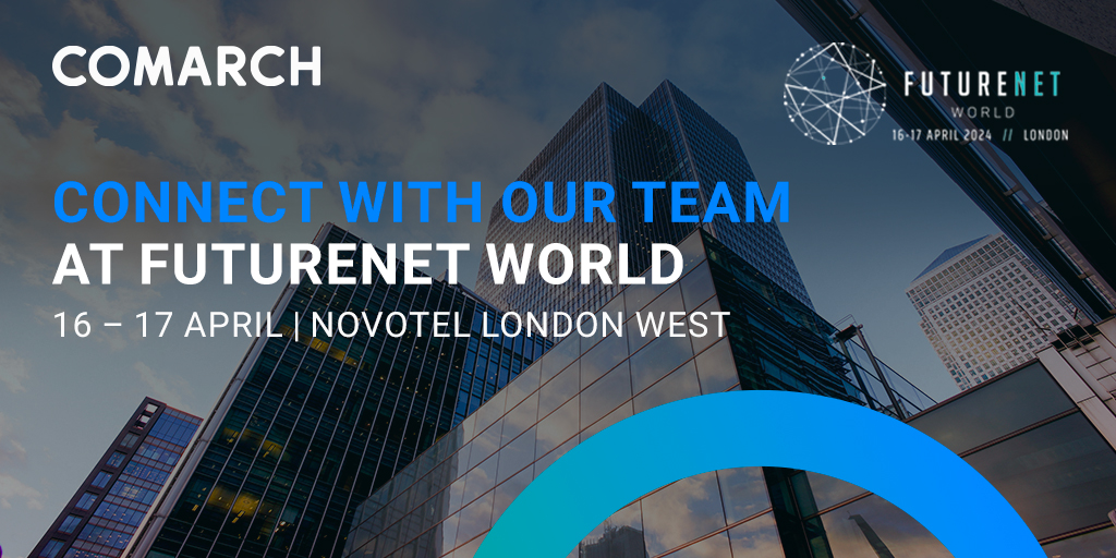 📢Comarch is once again a sponsor of #FutureNetWorld. Join us from April 16 to 17, 2024, at Novotel London West for the upcoming edition of this event to gain insight into the most critical challenges the industry needs to face. @FuturenetW More details: bit.ly/3vDZAIp