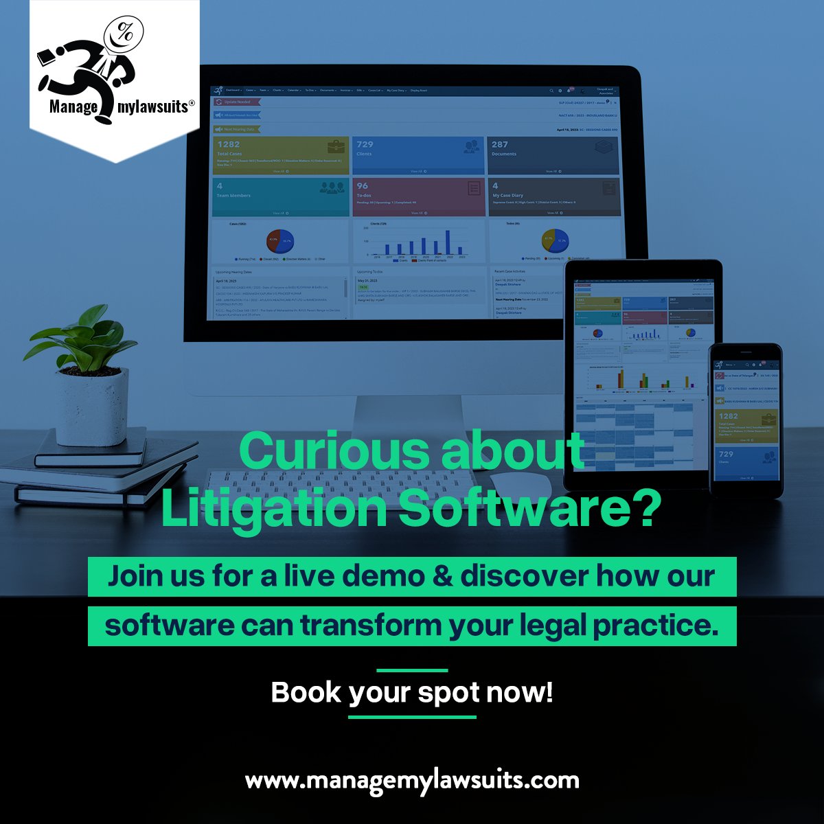 Experience the power of litigation software like never before! Join us for an exclusive live demo and witness firsthand how ManageMyLawsuits can take your legal practice to new heights.

Book your spot now to discover the future of legal management!