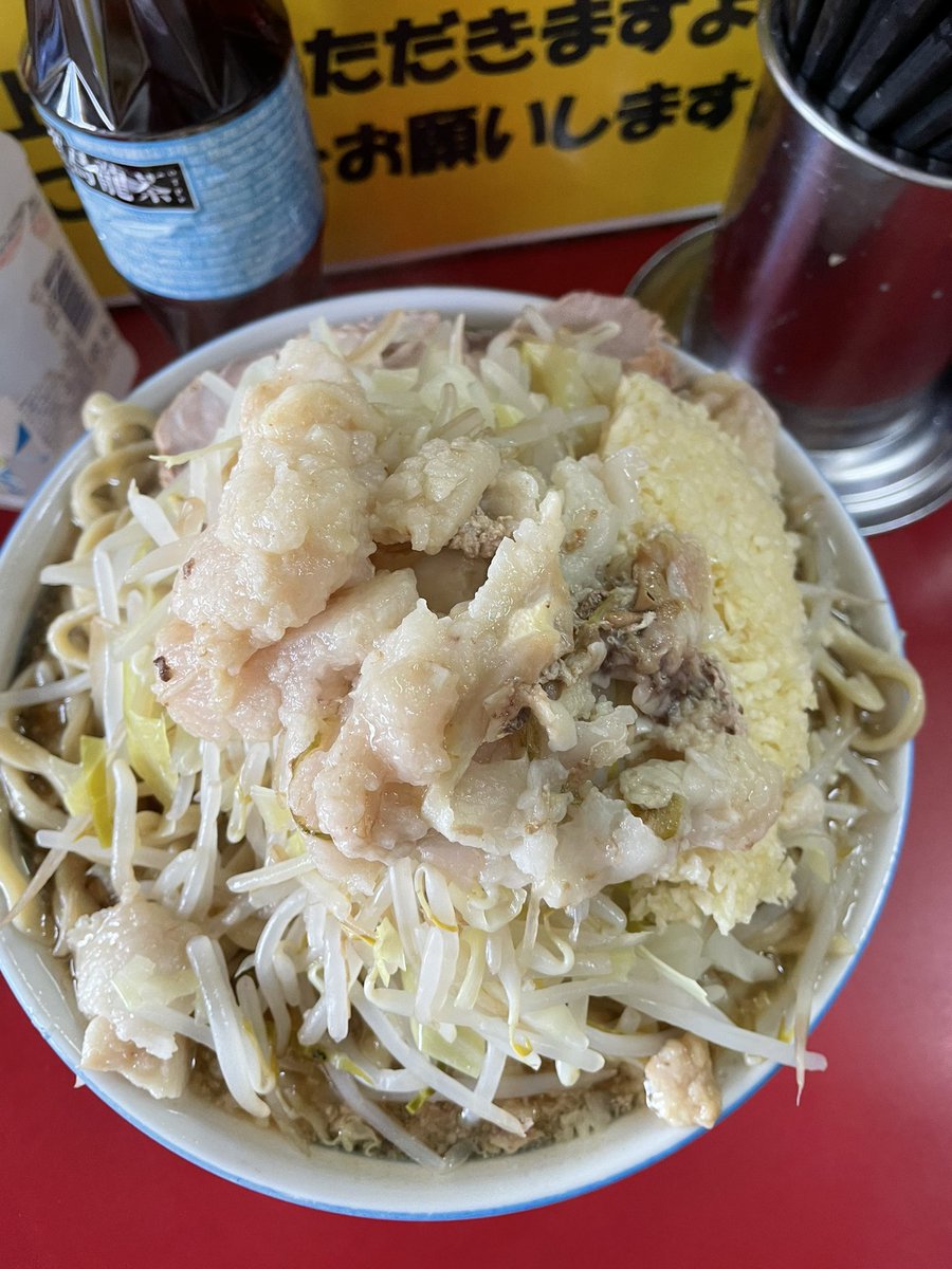 20240327 ラーメン二郎目黒店 小 500円。 ニンニク少なめ。 コラコラ