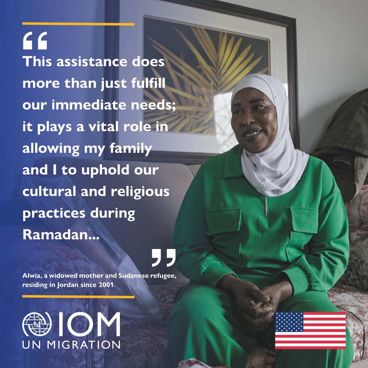 Thanks to @StatePRM funding, IOM provides cash assistance to vulnerable refugees like Alwia. For her the assistance was beyond meeting immediate needs, it's about preserving identity and well-being.