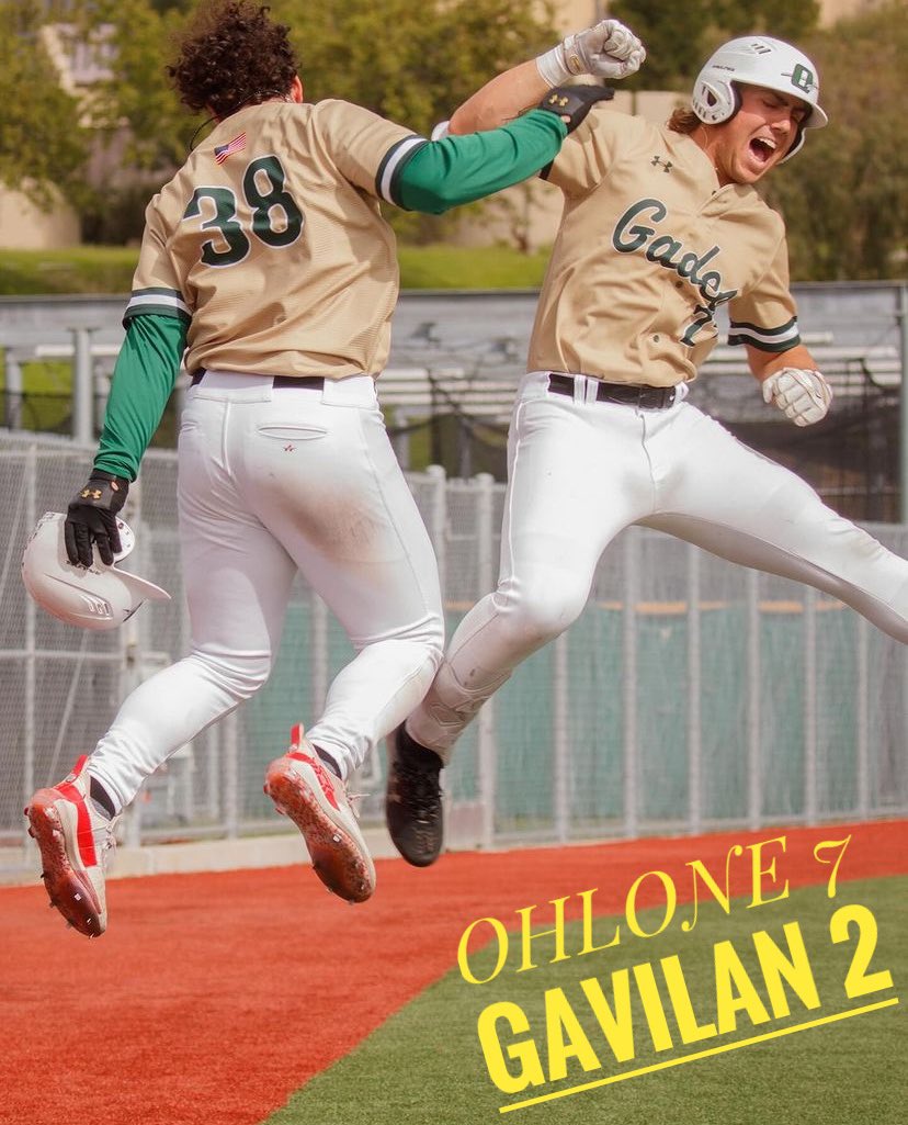 Ohlone 7, Gavilan 2 Ohlone arms are dominant again. Ethan Foley, Kieran Subramanian, Ben Thompson, and Diego Menjivar combine for 15 strikeouts. The pitching staff has now fanned 32 hitters the last two games. Gades move to 17-10 on the season.