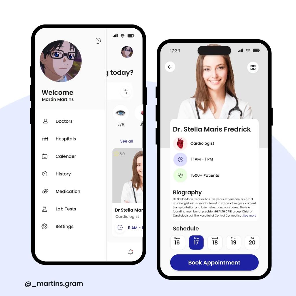 martin_martx's tweet image. Hello Everyone✨️

Here&apos;s a UI design of a Med App.
Tell me what you think on the comment section?
Follow @_martins.gram for more UI inspirations
TAKE CARE OF YOUR HEALTH
#HealthTech #MedTechDesign #HealthcareUI #MedicalAppDesign #PatientCare #HealthUX #DigitalHealth