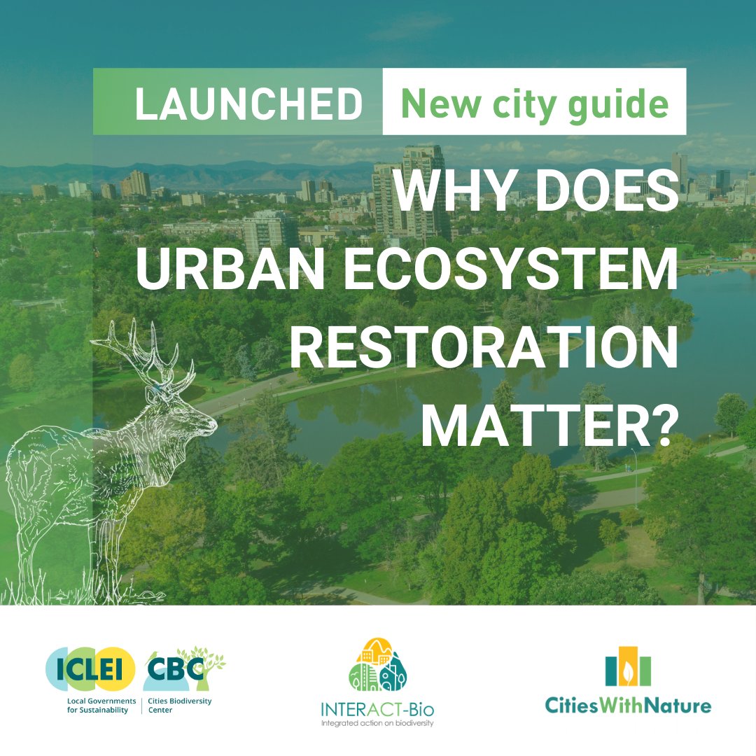 Why should your city care about #ecosystemrestoration? 🦋Biodiversity Conservation 🌍Climate Change Mitigation 💧Water Quality Improvement 🌊Natural Hazard Buffering 💼Socioeconomic Opportunities New #CitiesWithNature GUIDE: citieswithnature.org/guidelines-for… @ICLEICBC #INTERACTBio