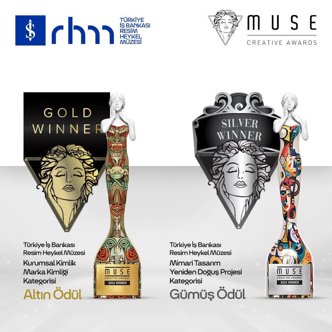 Türkiye İş Bankası Resim Heykel Müzesi’nin marka kimliği ve bina restorasyonu projeleri “yaratıcılık ve inovasyon açısından her yönüyle olağanüstü” bulunarak iki farklı kategoride ödül kazandı. ✨🤩 Müzemiz International Awards Associate (IAA) tarafından düzenlenen, dünyanın en