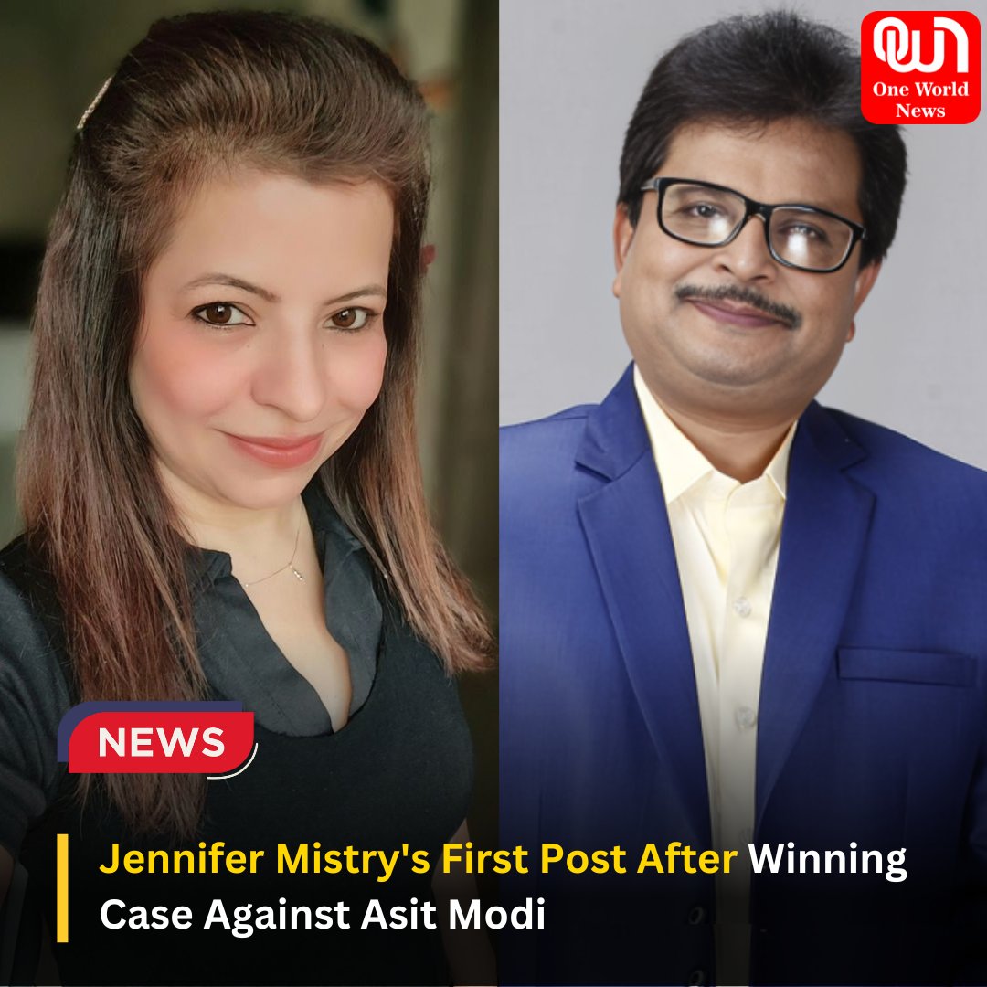 #JenniferMistryBansiwal , known for her role as Mrs. Roshan Sodhi on '#TMKOC,' has shared her first post on Instagram after winning a sexual harassment case against #AsitKumarrModi . She stated that Modi was ordered to clear her outstanding dues and pay Rs 5 lakh as compensation.