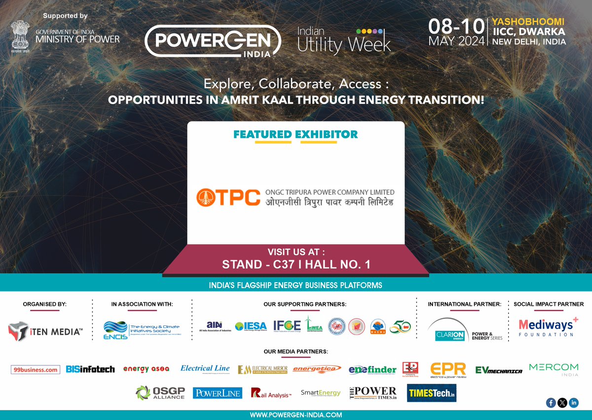 Delighted to announce and welcome ' @OTPCIndia ' as our 'Featured Exhibitor' at @PowerGenIndia & @IndianUtilityWk from 8-10 May 2024,Yashobhoomi, IICC Dwarka, New Delhi! Connect:+91-9990401916 | hansika@itenmedia.in #powergeneration #utilities #powerdistribution #PGIndia #iuw