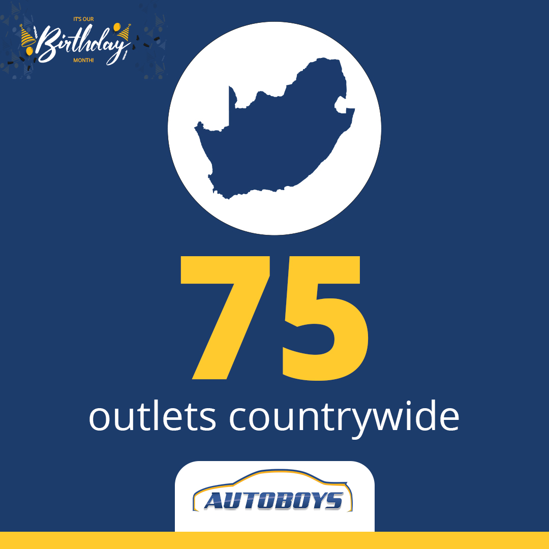 Autoboys has 75 outlets across 85% of South Africa, and we're revving up for more! Be a part of the Autoboys family for nationwide auto awesomeness!💪 #autoboys #auto #automotive #ItsOurBirthdayMonth