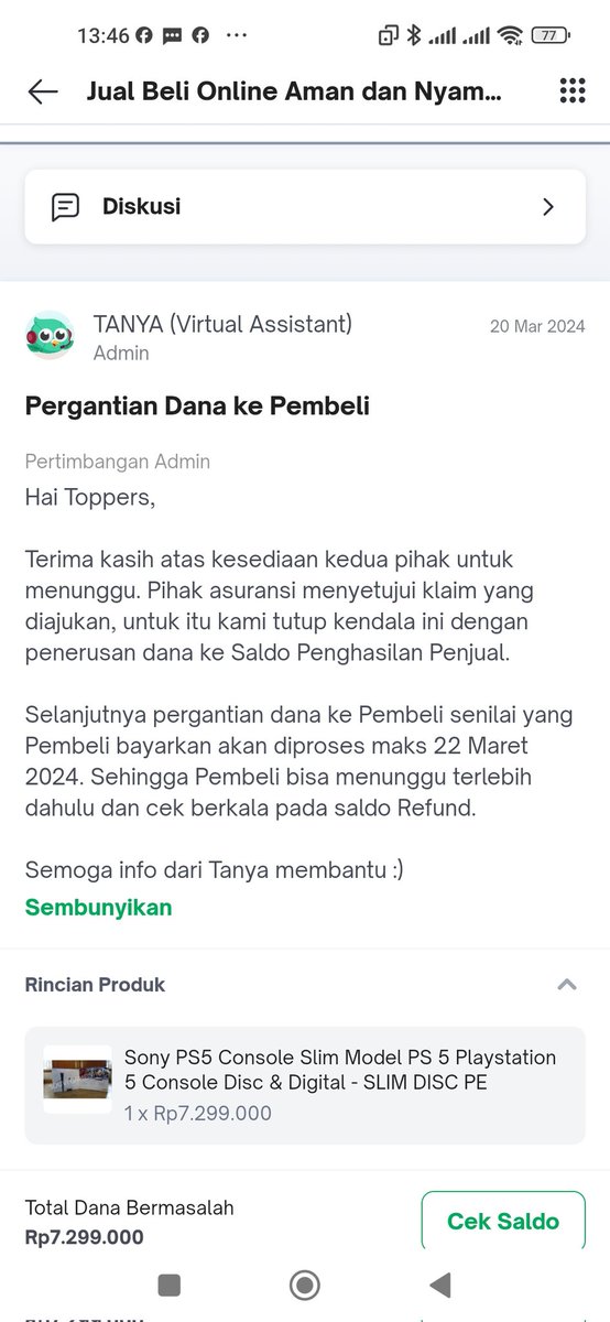 RichieApriles's tweet photo. @araraphnx @tokopedia @JNE_ID @TokopediaCare @JNECare Tolong saya kak 7jt juga belum di balikin sama Tokopedia sejak tanggal 20 saat komplain sudah ditutup dan mereka janjikan maks tanggal 22

@TokopediaCare @tokopedia rugi waktu belanja disini mending co di @ShopeeID aja kemarin

Najis maling laknat @TokopediaCare @tokopedia https://t.co/JeSjBIUE3Y