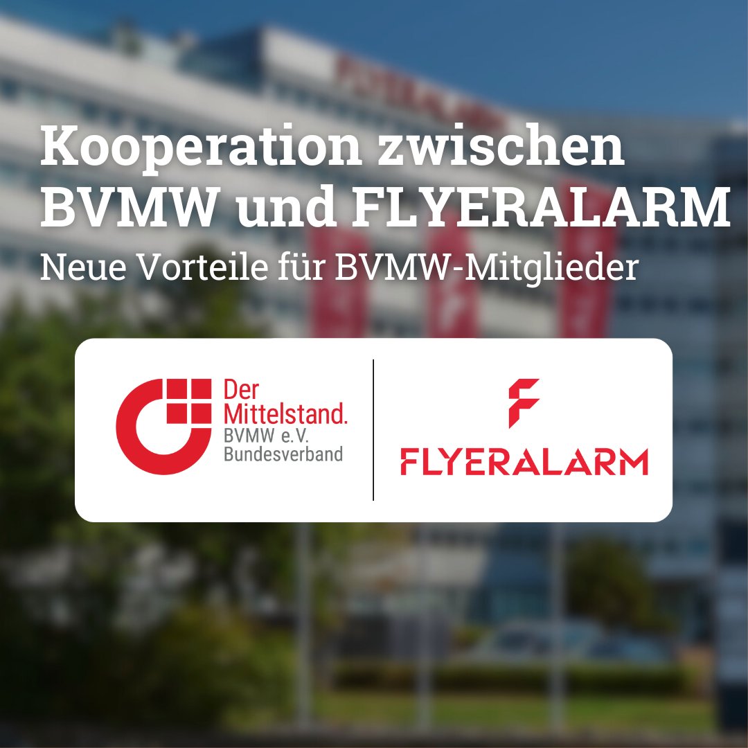 Der Mittelstand. BVMW e.V. (@bvmwev) on Twitter photo <a href="/FLYERALARM/">FLYERALARM</a> ist neuer Kompetenzpartner des #BVMW! Als eines der führenden deutschen E-Commerce-Unternehmen für Marketing & Druckprodukte unterstützt FLYERALARM den BVMW dabei, KMU als Wirtschaftsmotor zu stärken.
Diese Vorteile eröffnet die Kooperation: bvmw.info/kooperation-fl… <a href="/FLYERALARM/">FLYERALARM</a> ist neuer Kompetenzpartner des #BVMW! Als eines der führenden deutschen E-Commerce-Unternehmen für Marketing & Druckprodukte unterstützt FLYERALARM den BVMW dabei, KMU als Wirtschaftsmotor zu stärken.
Diese Vorteile eröffnet die Kooperation: bvmw.info/kooperation-fl…
