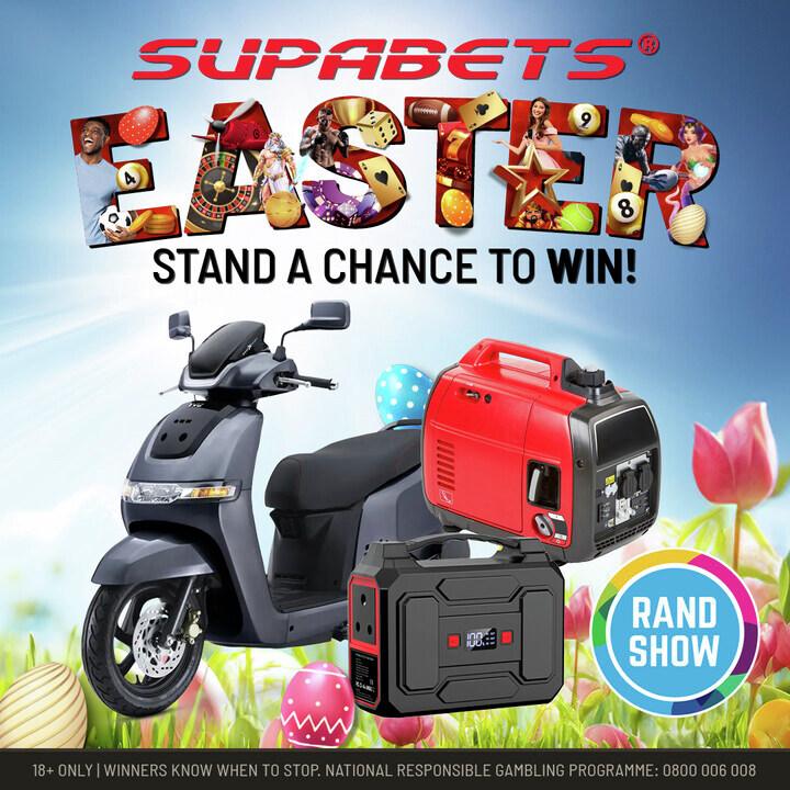 Ready for an epic experience? Look no further than Supabets Gaming Group at this year’s Rand Easter Show! Get ready for to win some amazing prizes. Visit Hall 06, Stand A10.

<a href="/Supabets_mzansi/">Supabets®</a>
