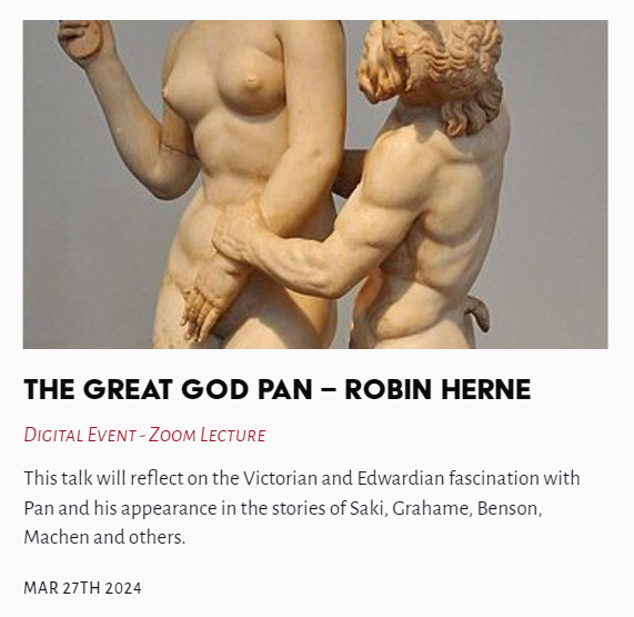 Tonight's Lecture - The Great God Pan - Robin Herne #GodPan #saki #graeme #machen #RobinHerne @TheLastTuesdayS thelasttuesdaysociety.org/event/the-grea…