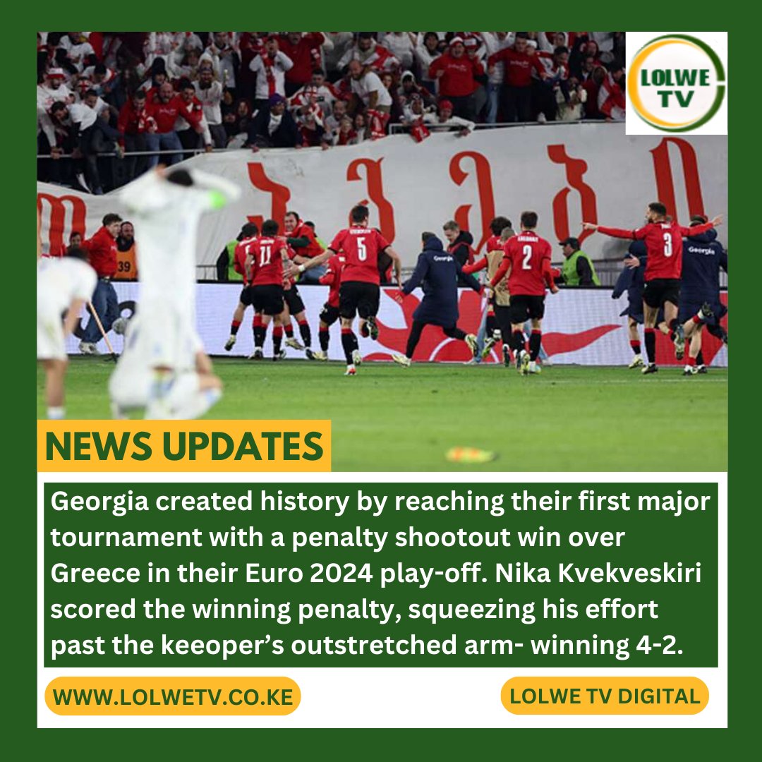 Georgia made history by reaching their first major tournament with a penalty shootout win over Greece #EURO2024 #GEOGRE