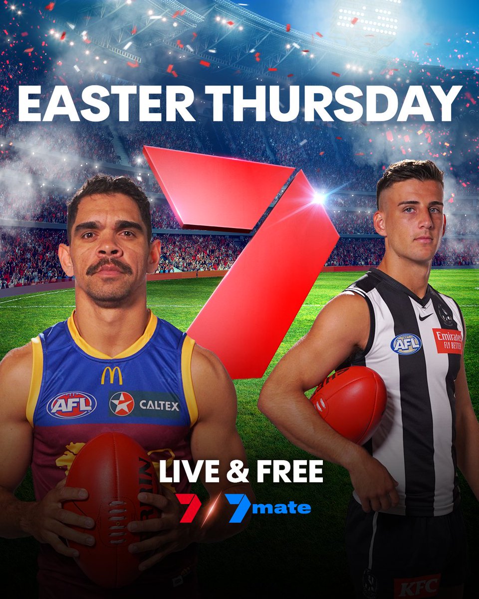 Are you ready for a grand final rematch? Brisbane Lions v Collingwood - Thursday 7.00pm AEDT on Channel 7 / 7mate* Check local guides for channel allocation: tvguidetonight.com.au @7AFL | #7AFL