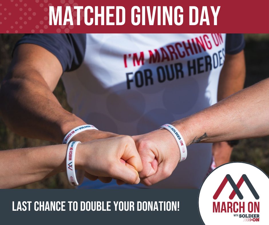 DOUBLE YOUR #DONATION!

Don't miss out on the chance to make your contribution go twice as far! Today is Matched Giving Day for March On, where every dollar you donate will be matched, doubling its impact!

Don't miss out, donate now: marchonchallenge.org.au #MarchOn