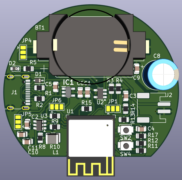 laska_kit's tweet image. Člověk si pro zábavu něco navrhne...
Wifi/esp-now button s Esp32-C3, jde napájet z CR2032 nebo lipol. ESP32-C3 je napájeno buď pořád nebo jen při stisku tlačítka a pak si je může esp podržet pomocí mosfetu. Všechno se volí pomocí propojek.
Líbí se? Máme vyrobit?