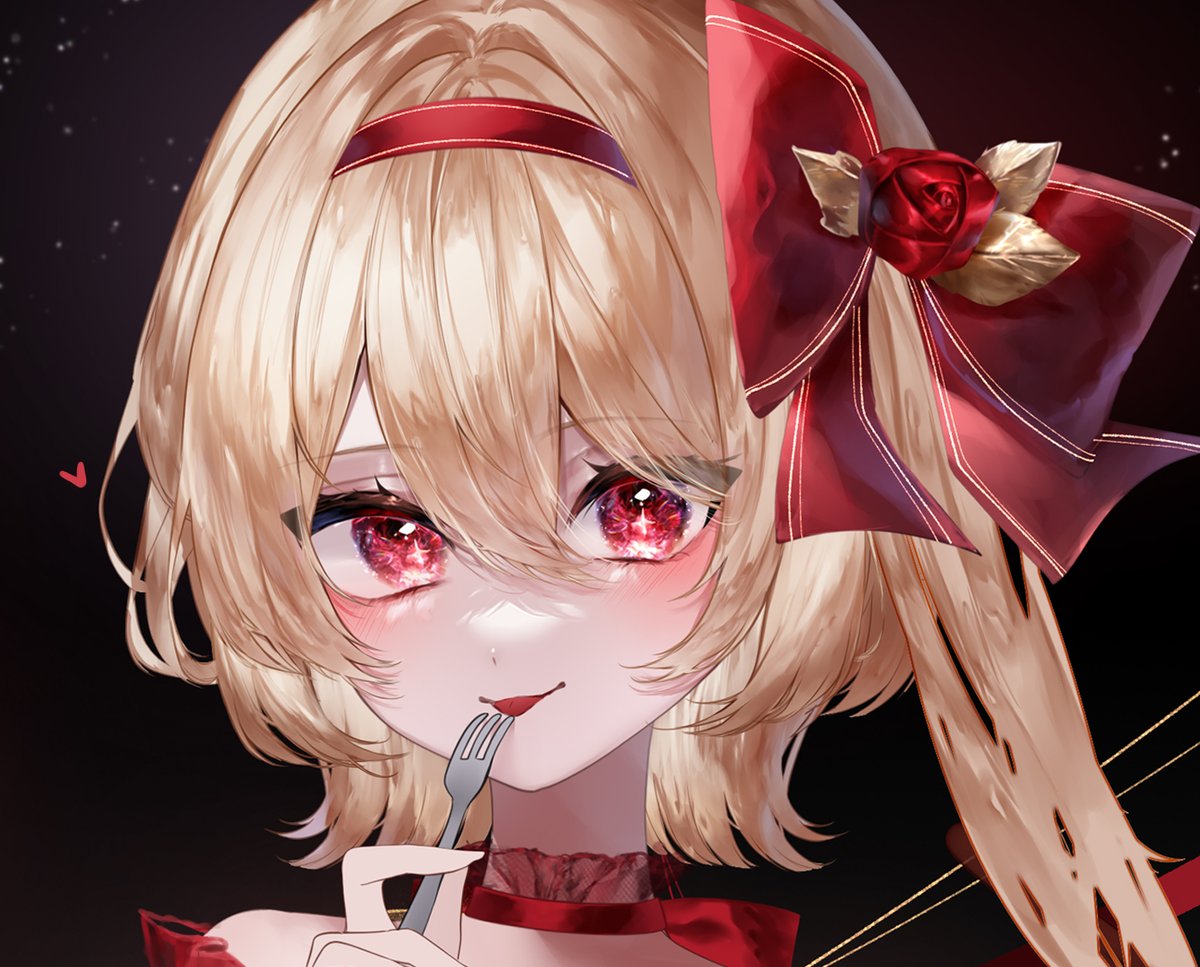 flandre scarlet 1girl solo looking at viewer blush smile blonde hair hair ornament  illustration images