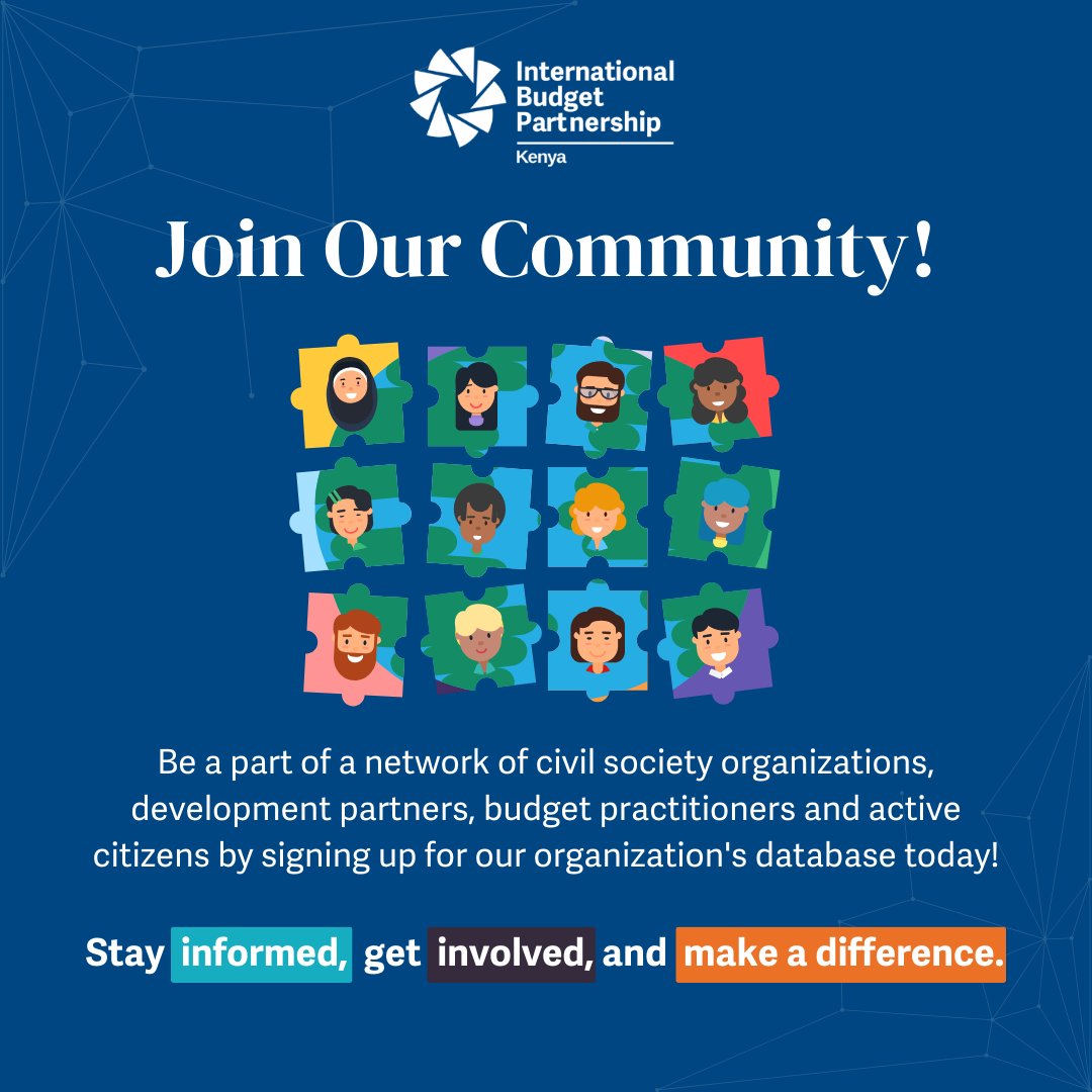 Are you interested in Public Finance issues? @IBPKenya invites you to be part of our community that CSOs, development partners, budget practitioners and active citizens involved in budget advocacy. Sign up through this link: lnkd.in/ddXtRWgq